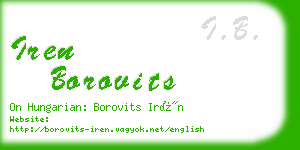 iren borovits business card